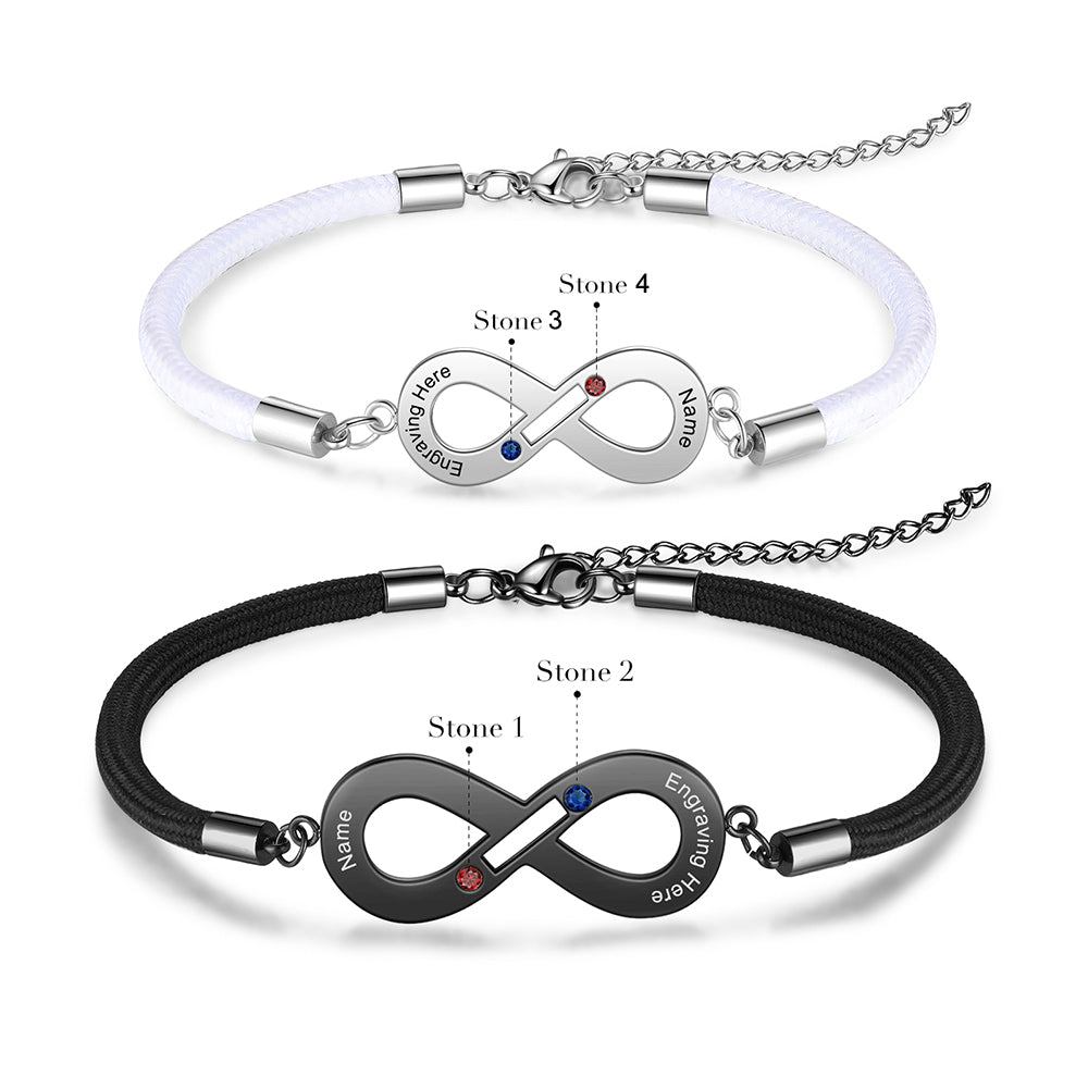 Personalized Infinity Shape Couple Bracelet