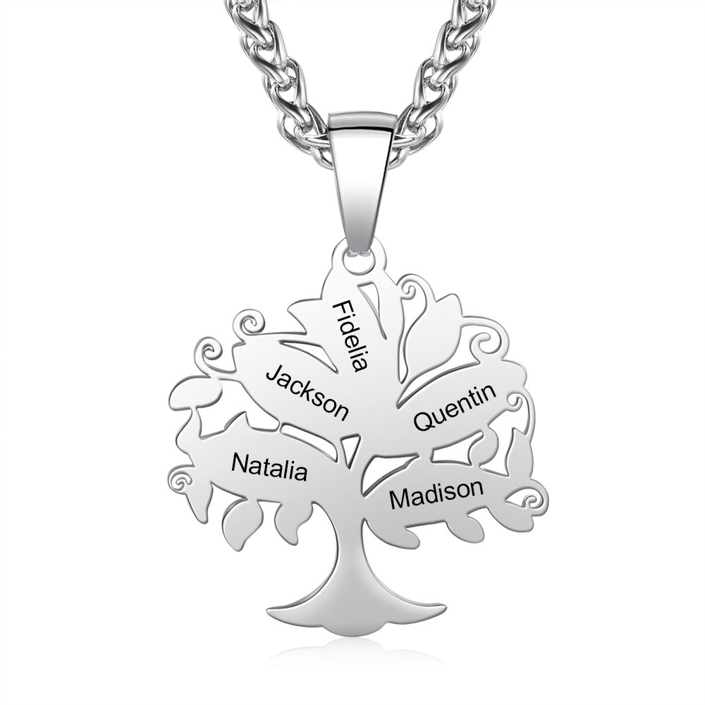 Personalized Stainless Steel Life of Tree Necklace