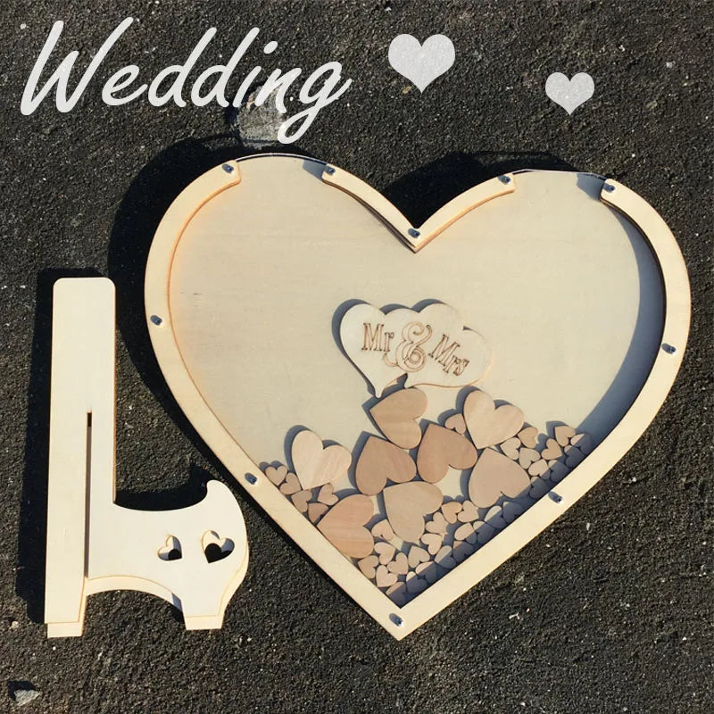 Wooden Heart Wedding Guest book Drop box