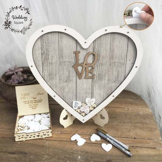 Heart Wooden guest book rustic Wedding Drop box