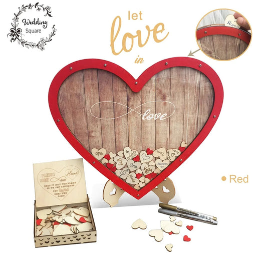 3D Wooden Heart Wedding guest Drop box