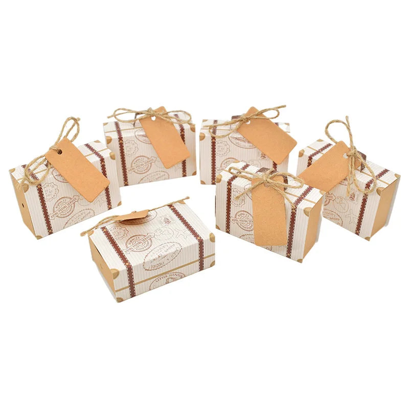 10/20pcs Travel Suitcase Gift and Candy Box Kraft Paper