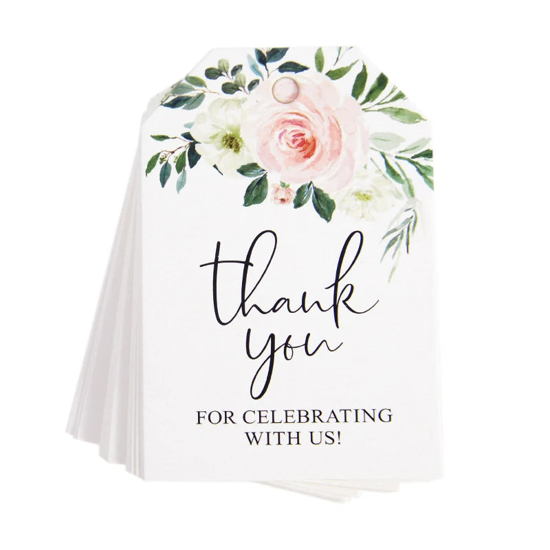 50Pcs Thank You For Celebrating With Us Tags Paper Gift Tags
