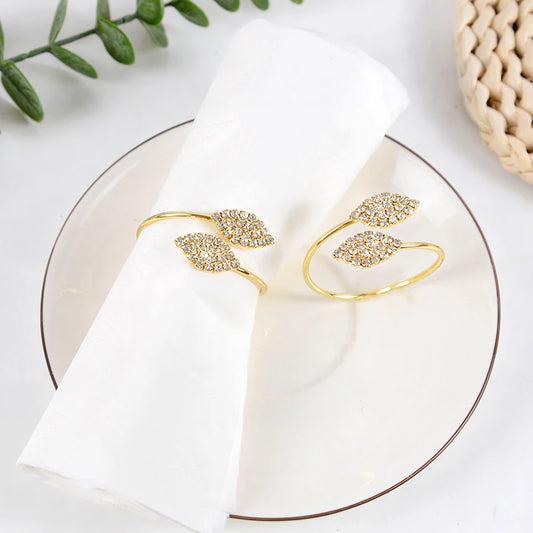 6Pcs/lot Gold Leaves Napkin Ring for Wedding Event Birthday Party
