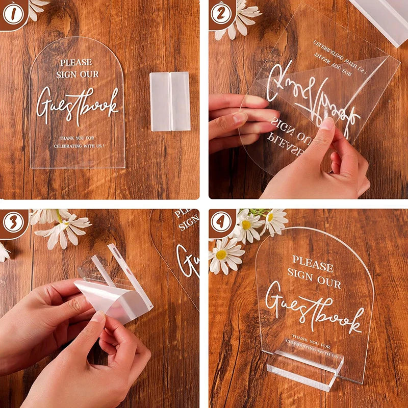 4pcs Clear Acrylic Table Signs Place Card Holders