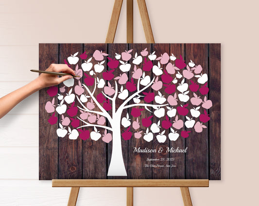 Wedding tree personalized boho canvas guest book
