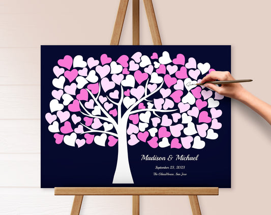 Wedding tree personalized boho canvas guest book