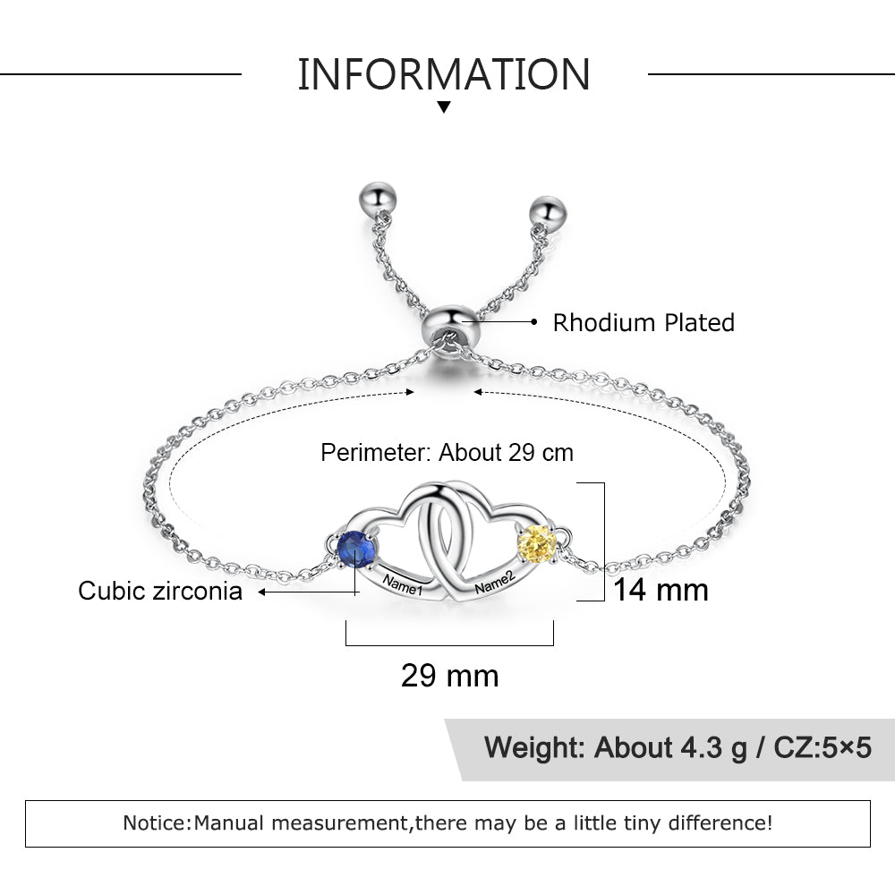 Rhodium Plated Heart Bracelet
