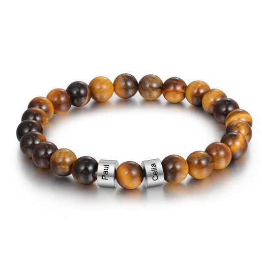 Men Personalized Natural Stone Bracelets-Tiger Eye Stone