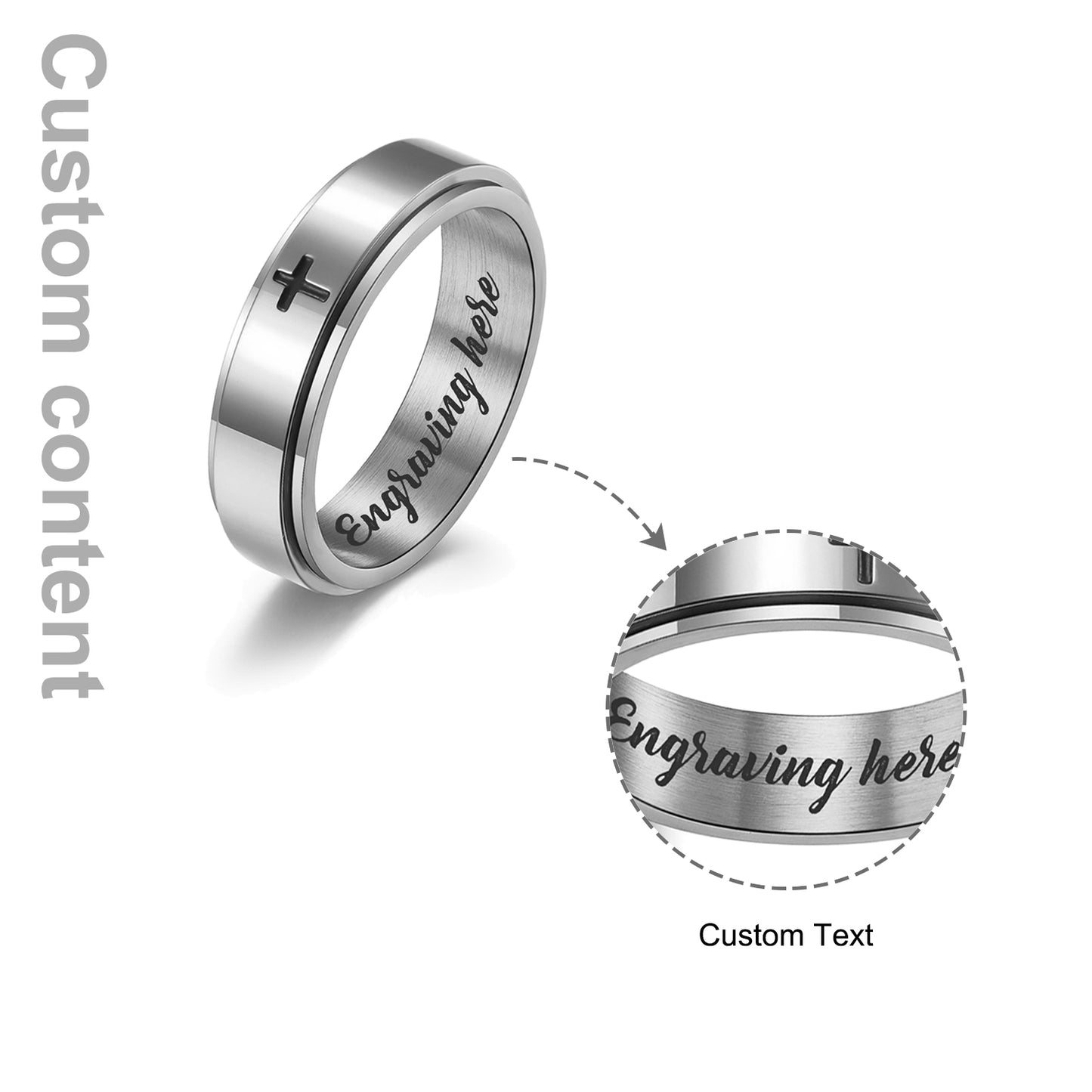 Custom Titanium Steel Name Ring