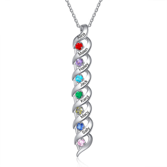 925 Sterling Silver Custom Birthstone Necklace Bar pendant
