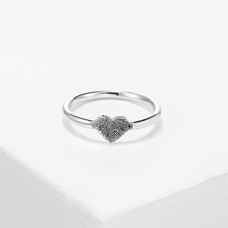 Personalized Fingerprint & Heart Ring