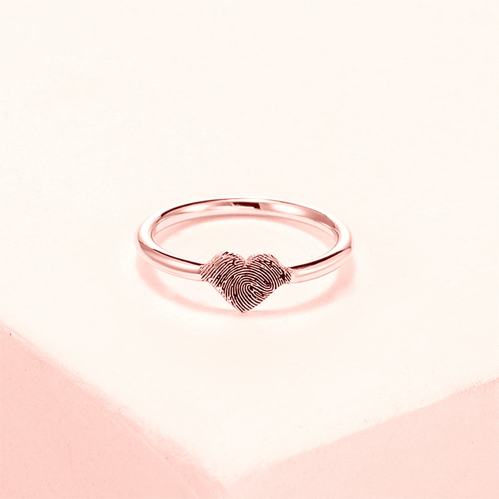 Personalized Fingerprint & Heart Ring