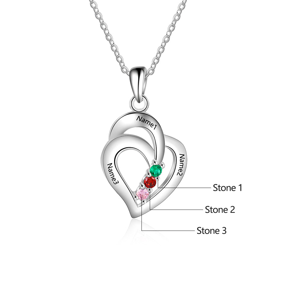 Custom Birthstone Necklace heart s925 silver