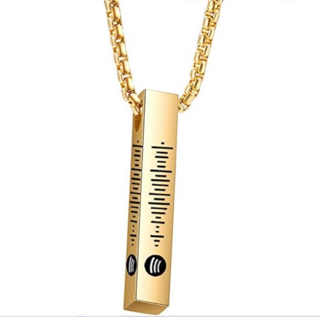 Engraving Stainless Steel Vertical Bar Necklace