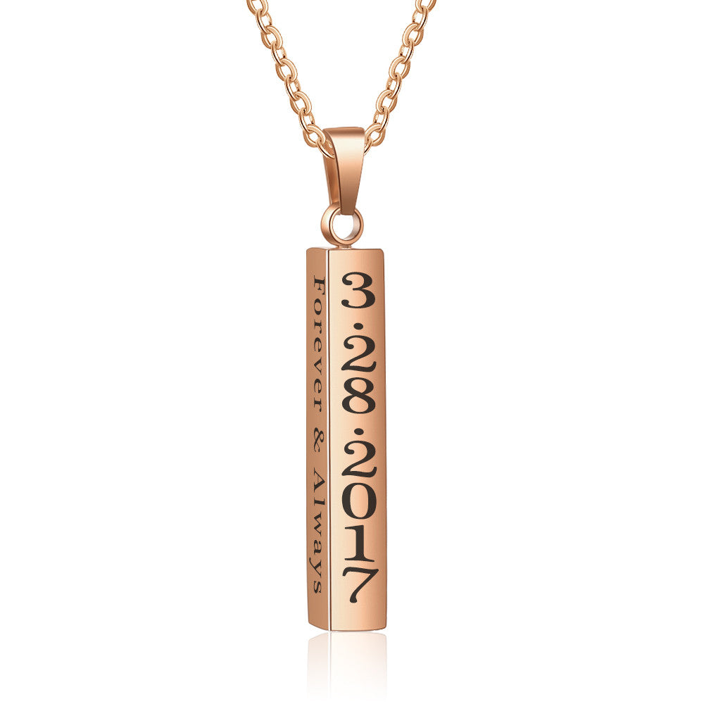 Personalized Stainless Steal Vertical Bar Necklace