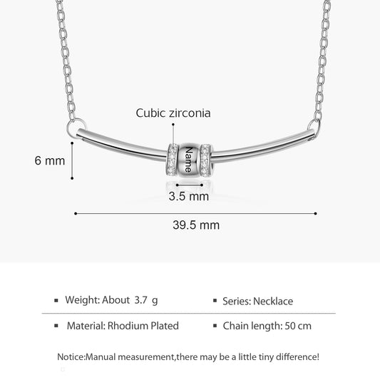 Personalized Rhodium Plated Bead Necklace