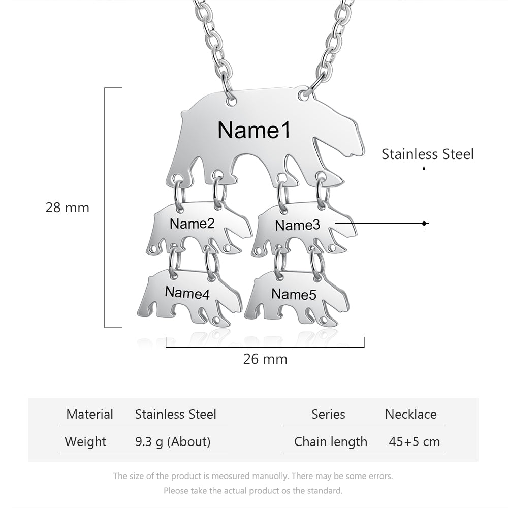 Stainless Steel Animal Bear Necklace