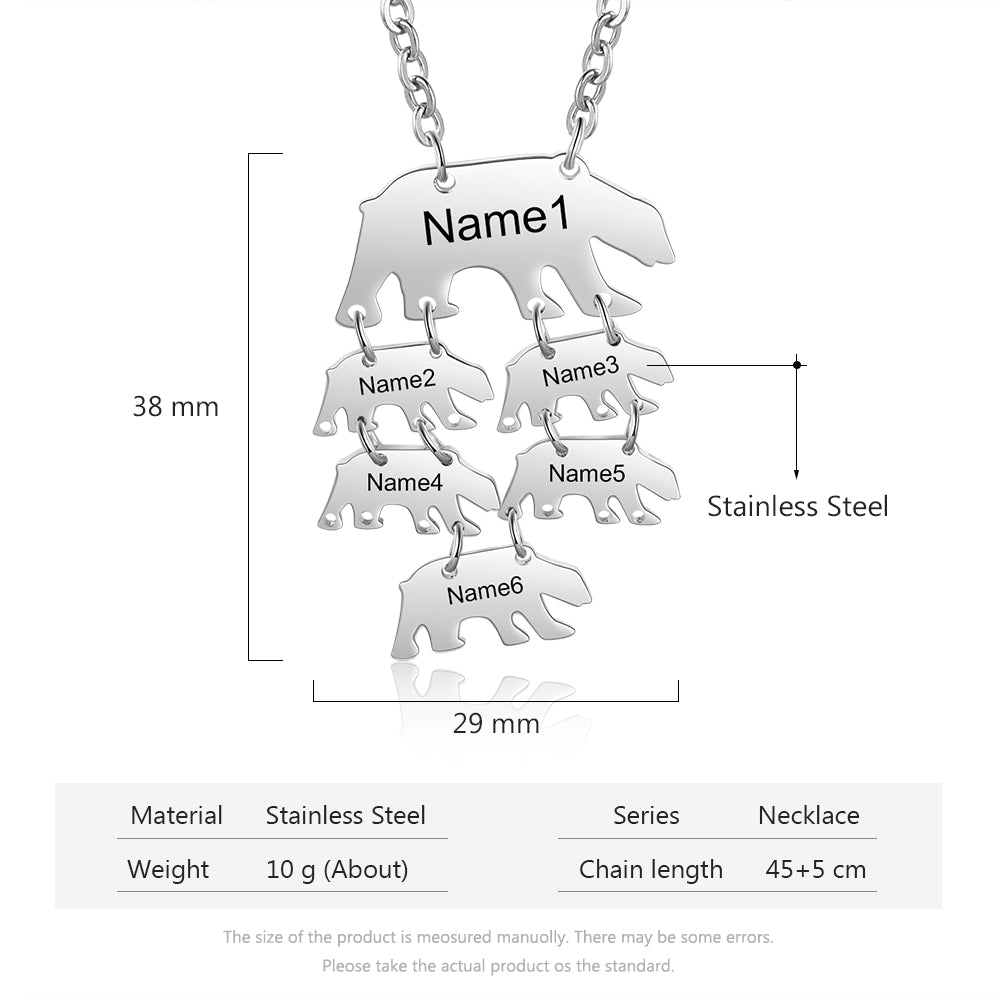 Stainless Steel Animal Bear Necklace