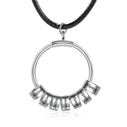 Personalized Stainless Steel Charm Bead Necklace