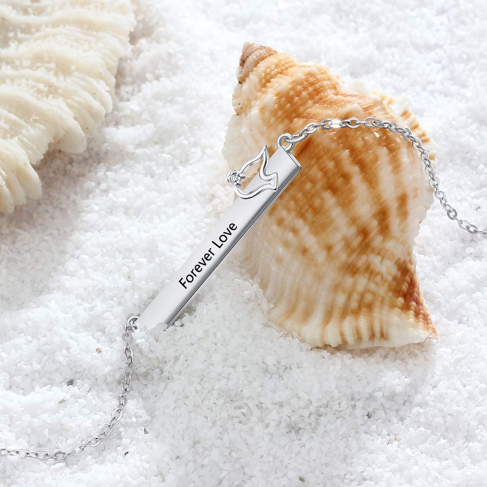 Personalized Rhodium Plated Nameplate Bar Necklace