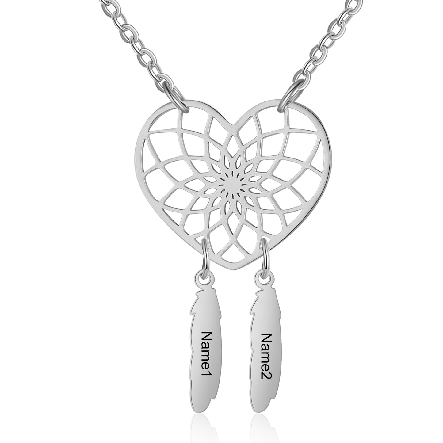 Custom Stainless Steel Heart Dreamcatcher Necklace
