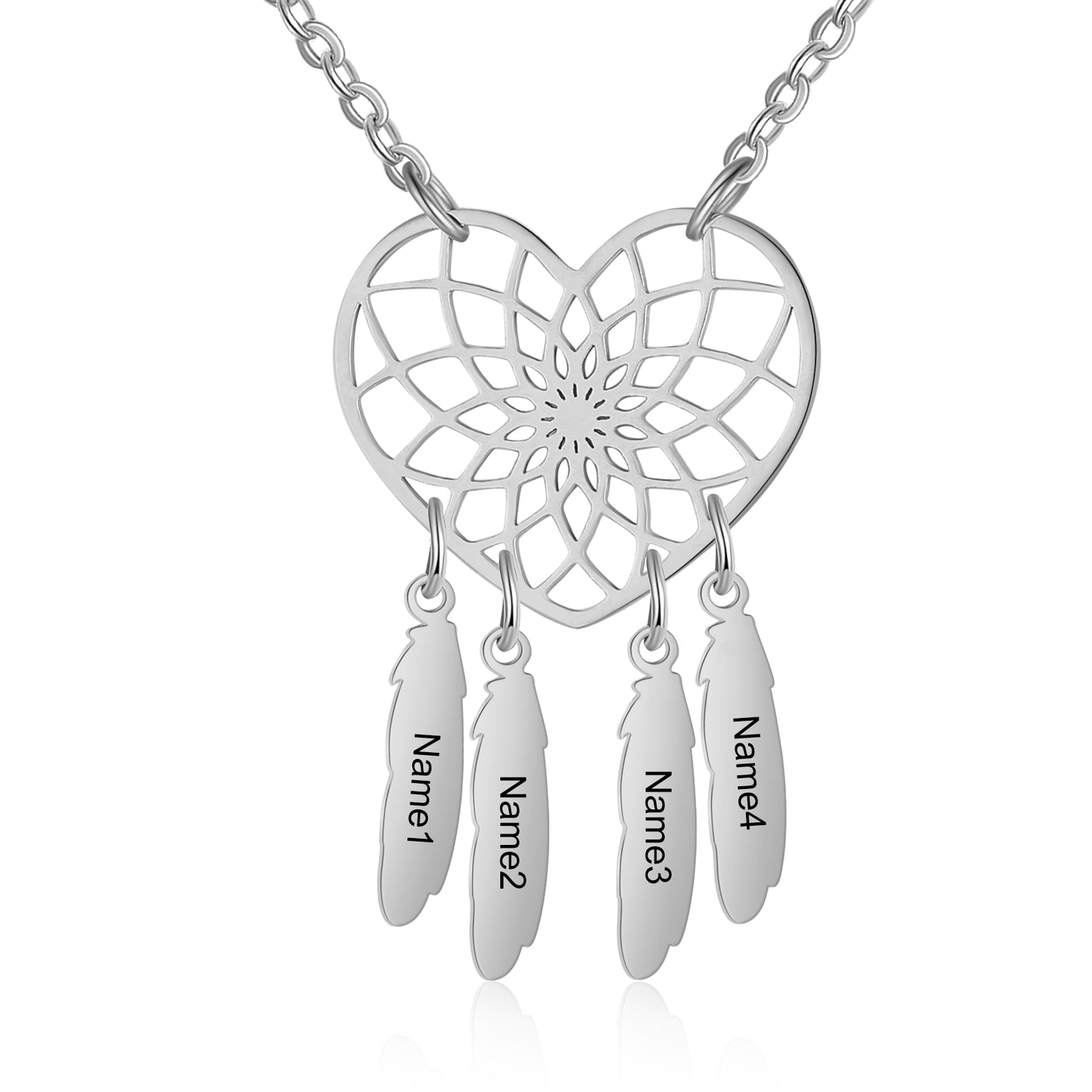 Custom Stainless Steel Heart Dreamcatcher Necklace