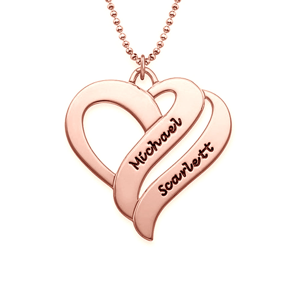 925 Sterling silver Gold Plated Two Hearts Forever One Necklace