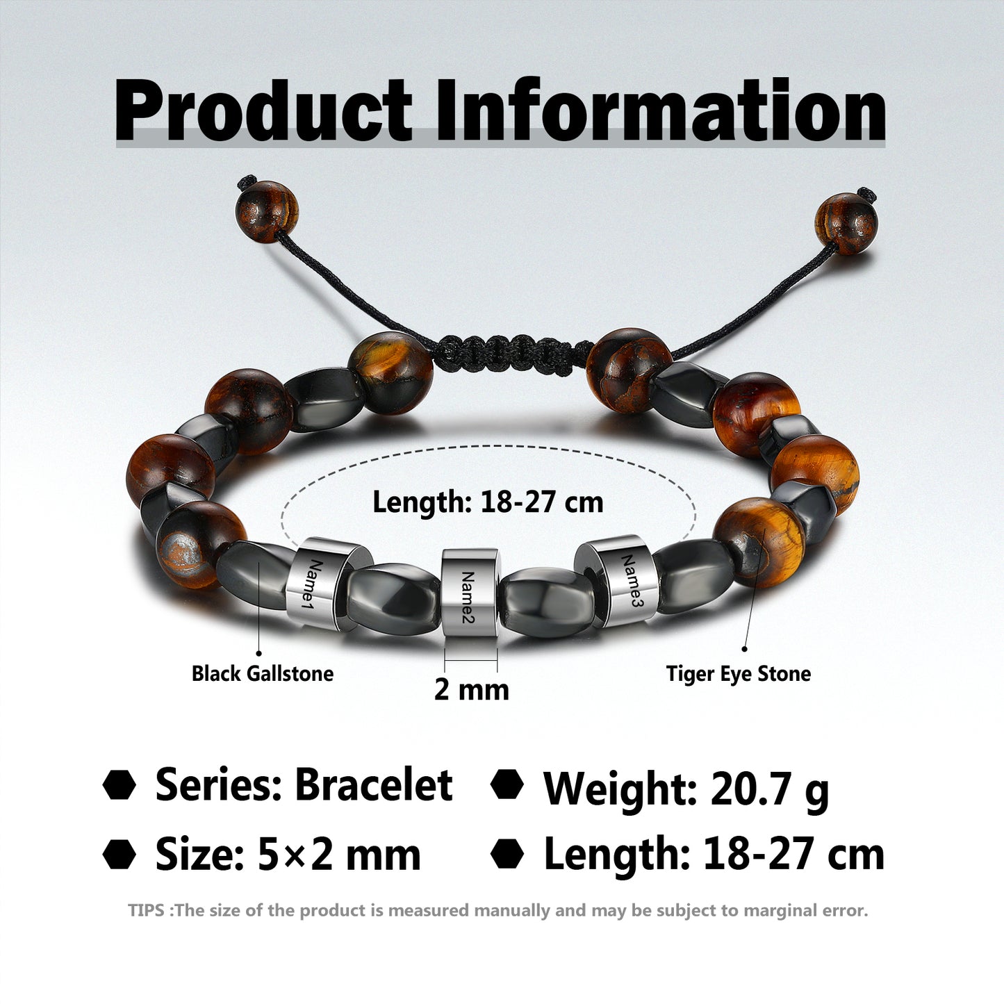 Men personalized bead Tiger Eye Bracelet