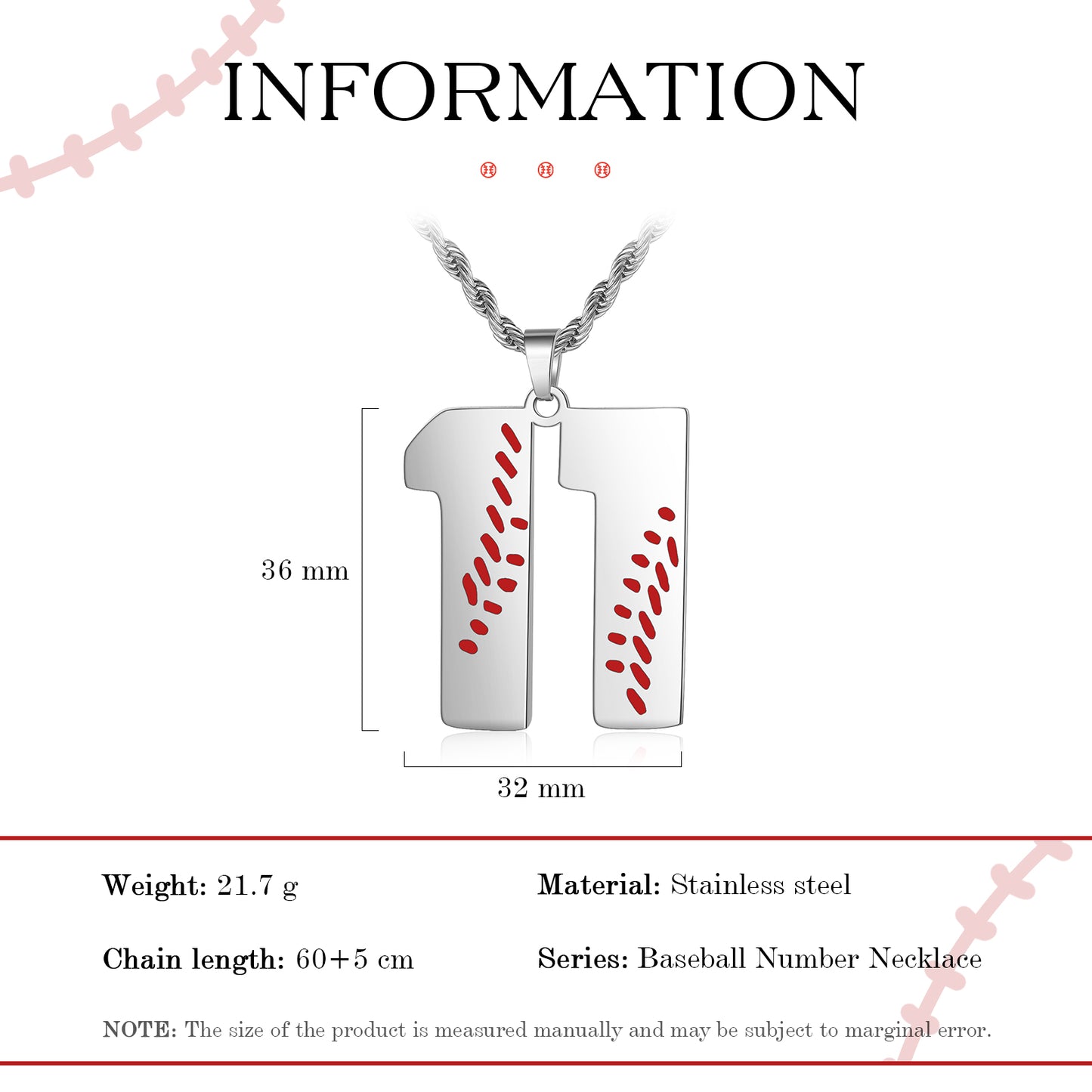 Custom Baseball Number Necklace