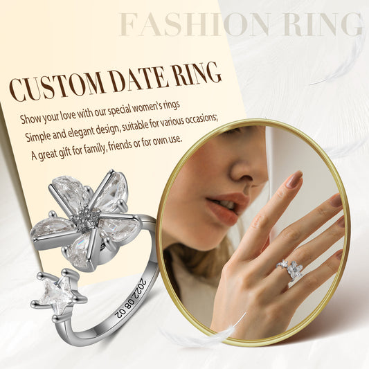 Custom Flower Rotatable Ring