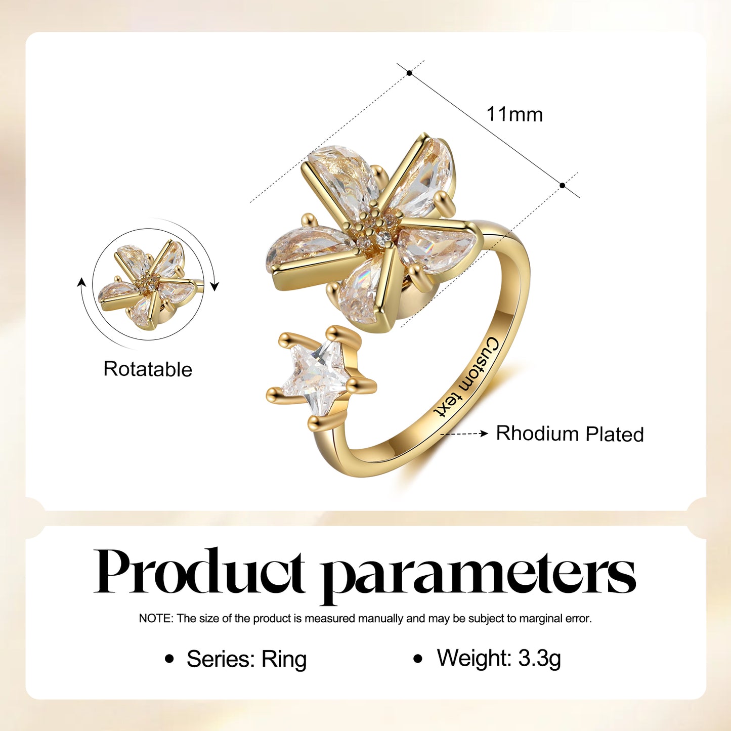 Custom Flower Rotatable Ring