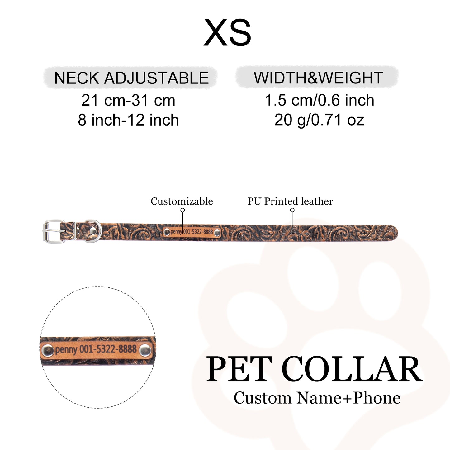 PU Leather Printed Pet Collar