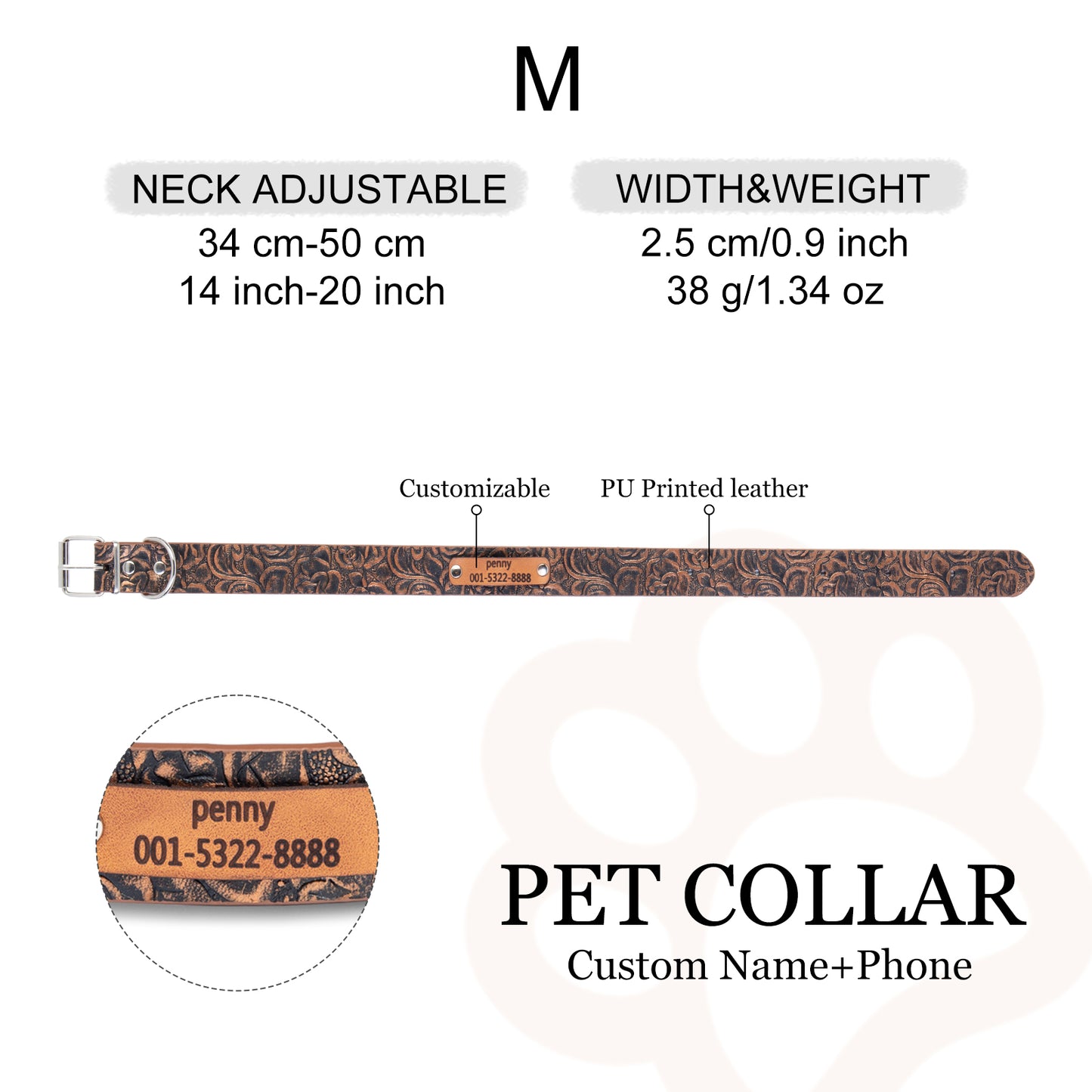 PU Leather Printed Pet Collar