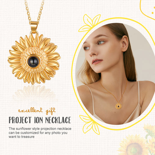 Custom Photo Projection Sunflower Necklace