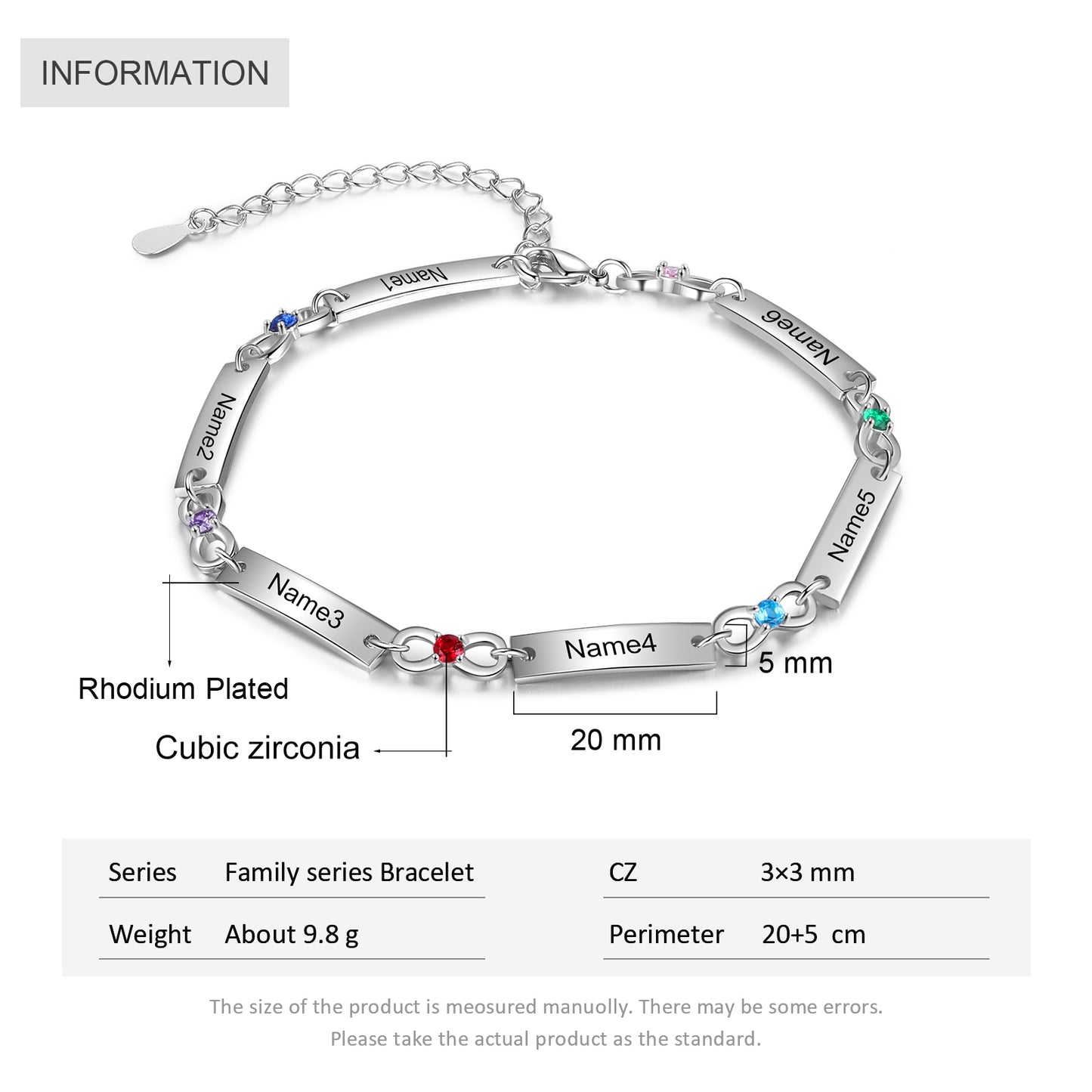 Birthstone Rhodium Plated Bracelet