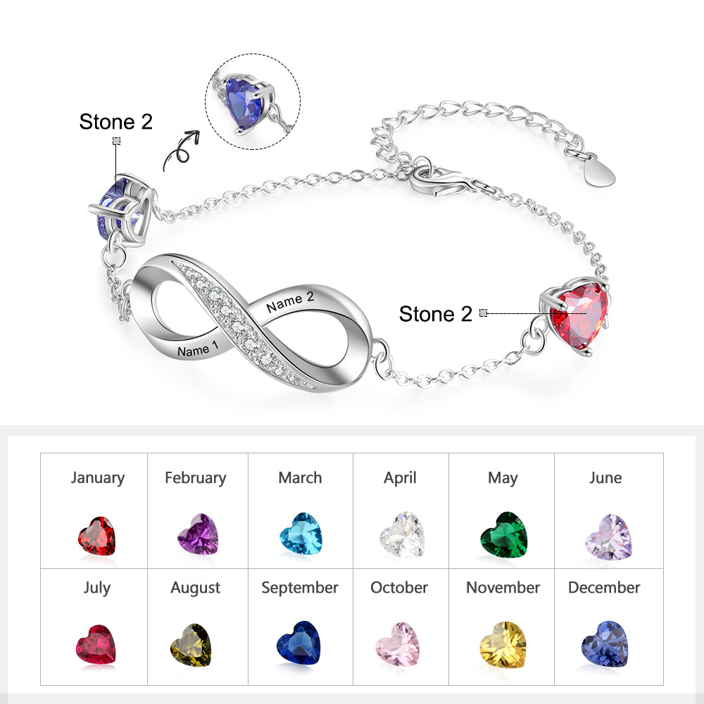 Personalized Birthtsone Infinity Bracelet