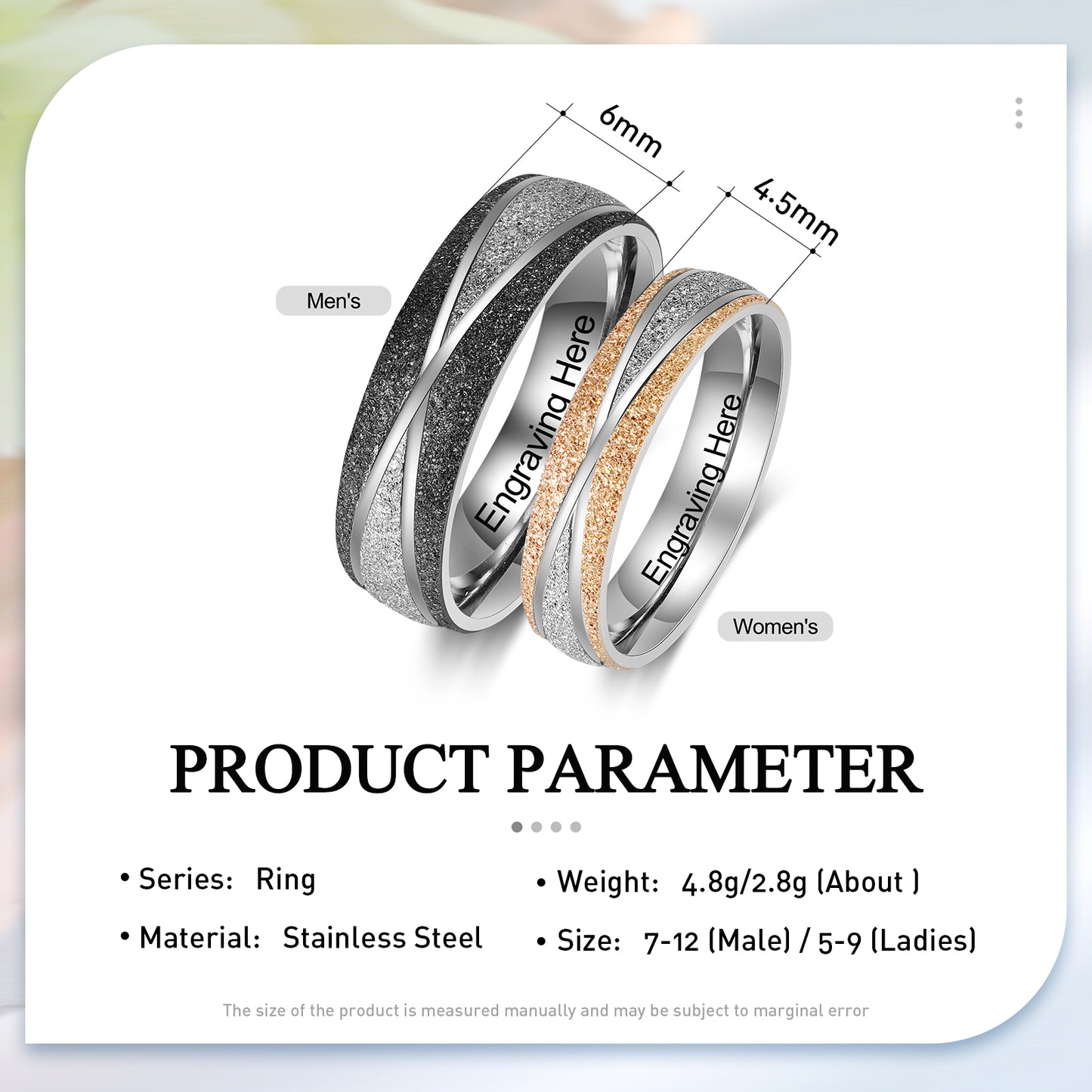 Custom Name Stainless Steel Couple Ring