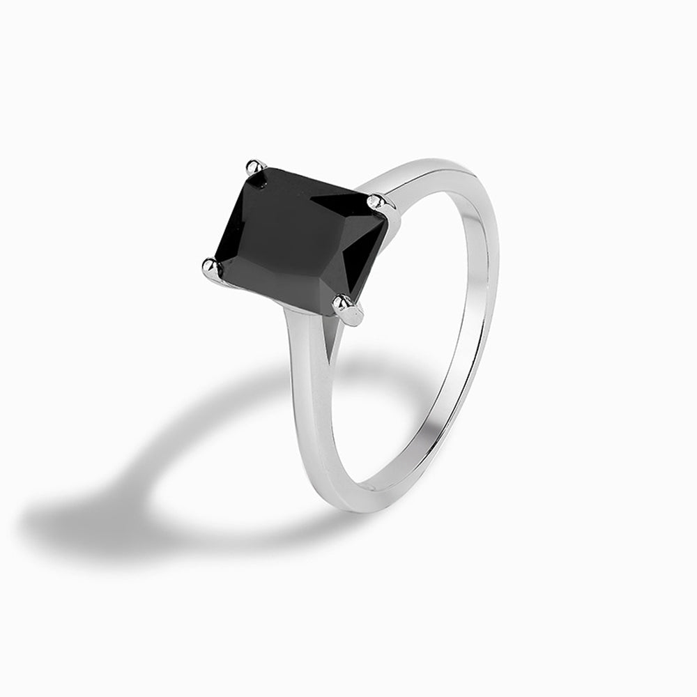 925 Sterling Silver Black Opal Ring