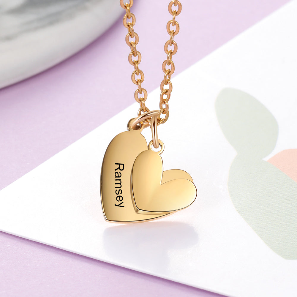 Engraving Stainless Steel Heart Necklace