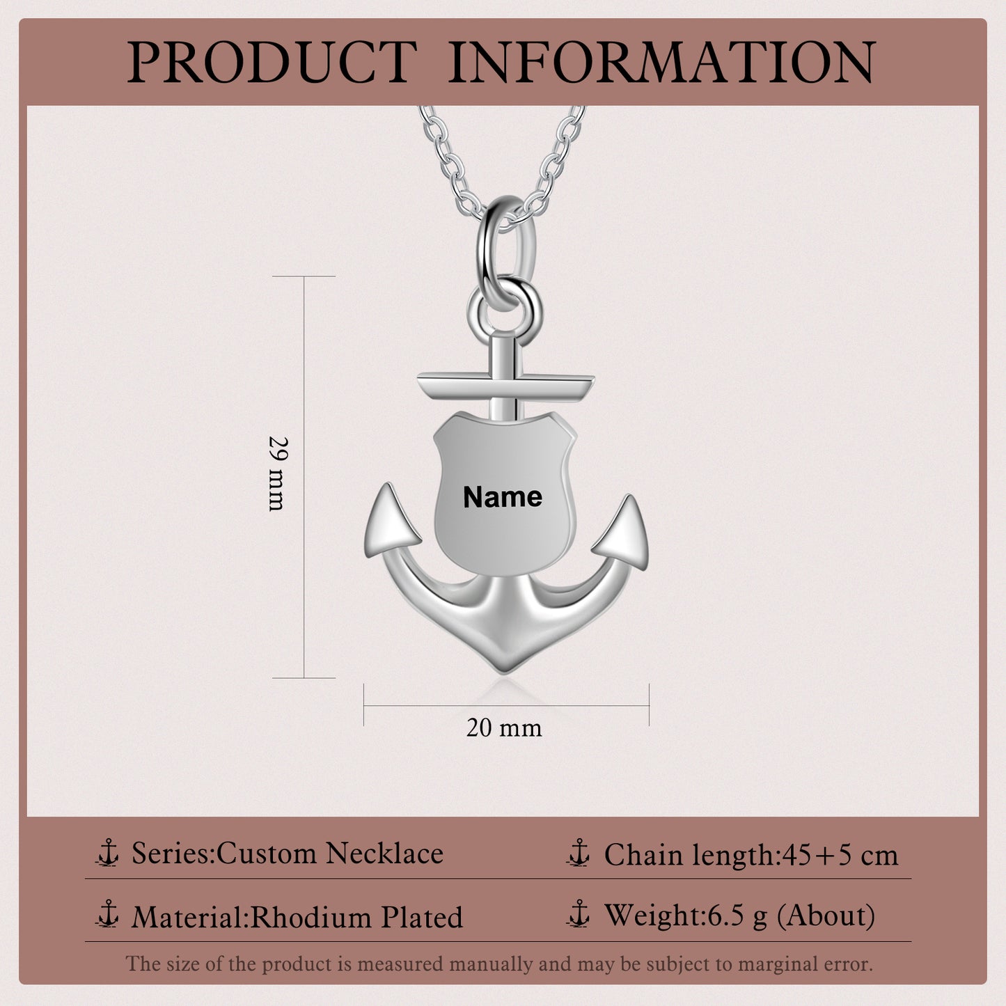 Custom Photo Anchor Necklace