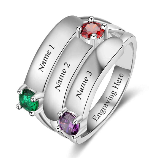 925 Sterling Silver Personalized Birthstone Ring