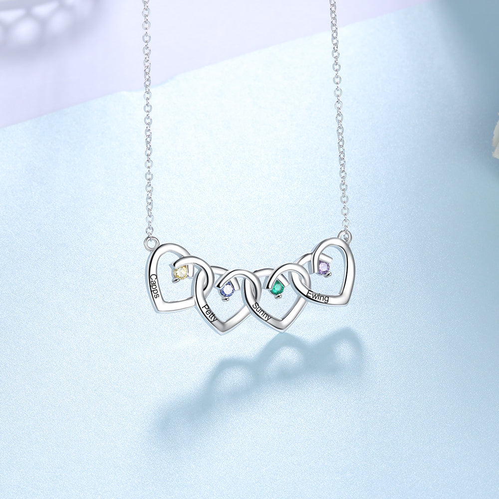 Engraved 925 Sterling Silver Family heart Necklace