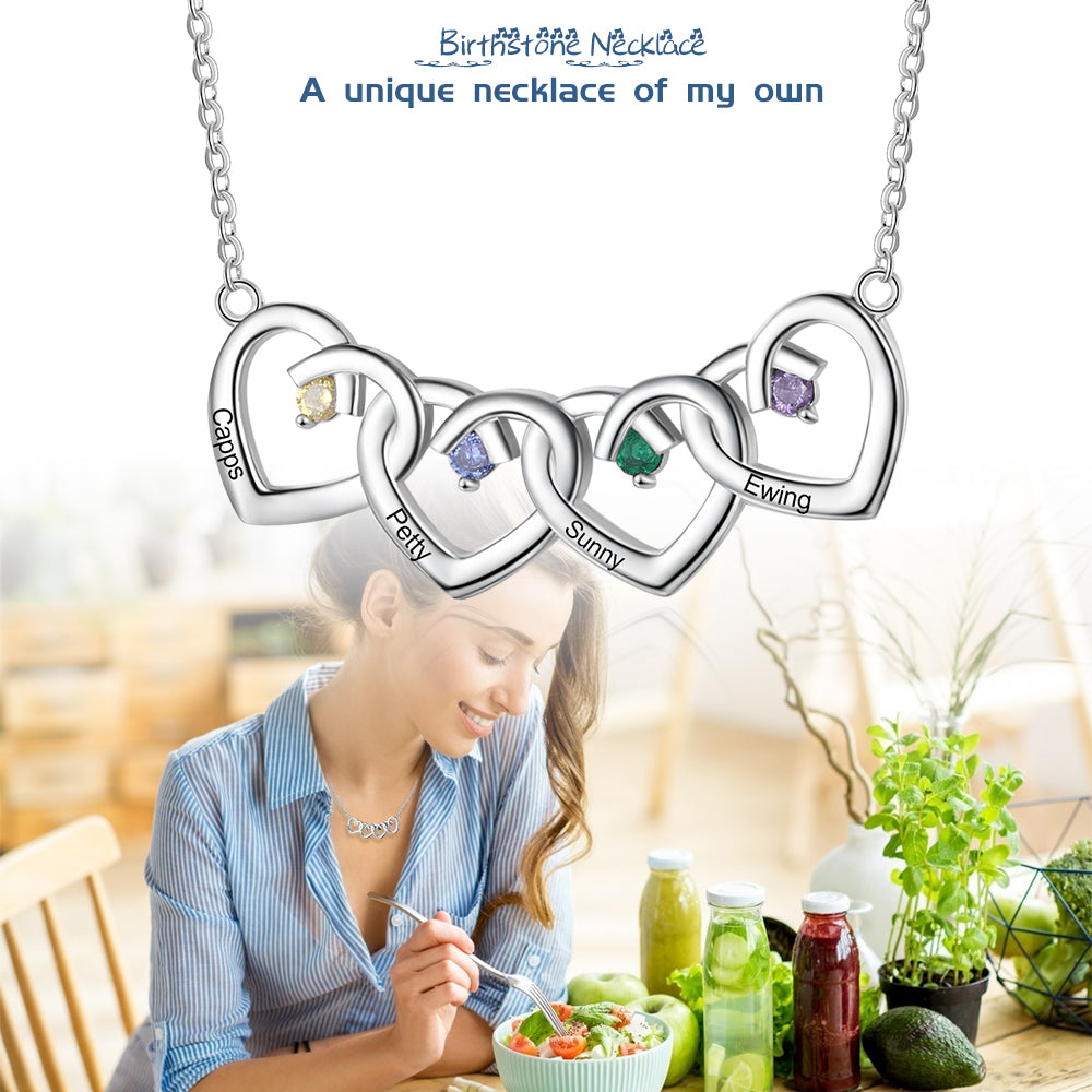 Engraved 925 Sterling Silver Family heart Necklace