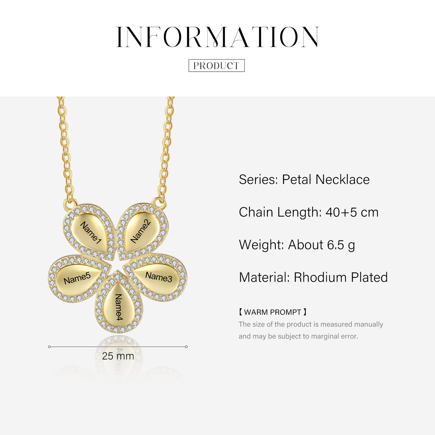Custom Name Petal Necklace