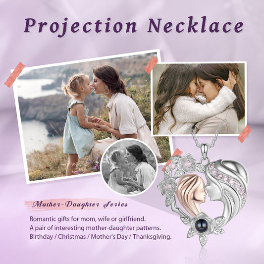 Custom Photo Projection Necklace with Mother and Daughter
