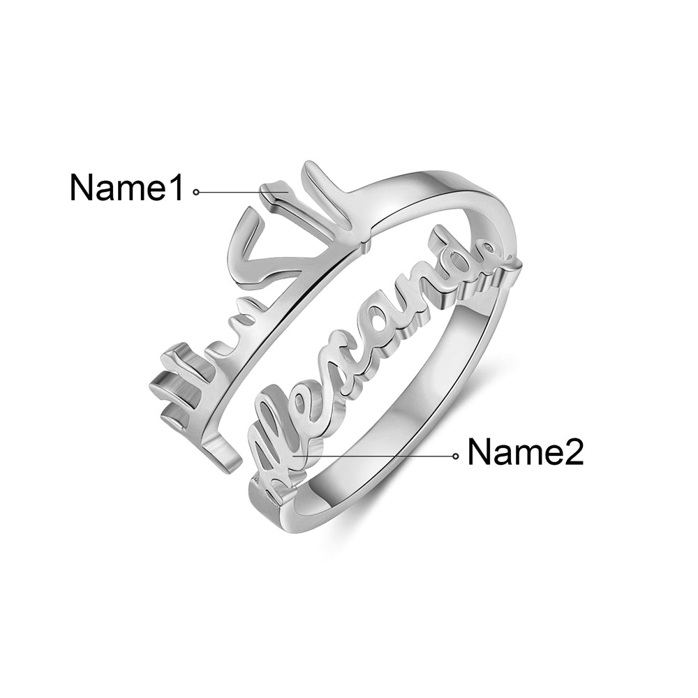 Personalized Double Names Ring