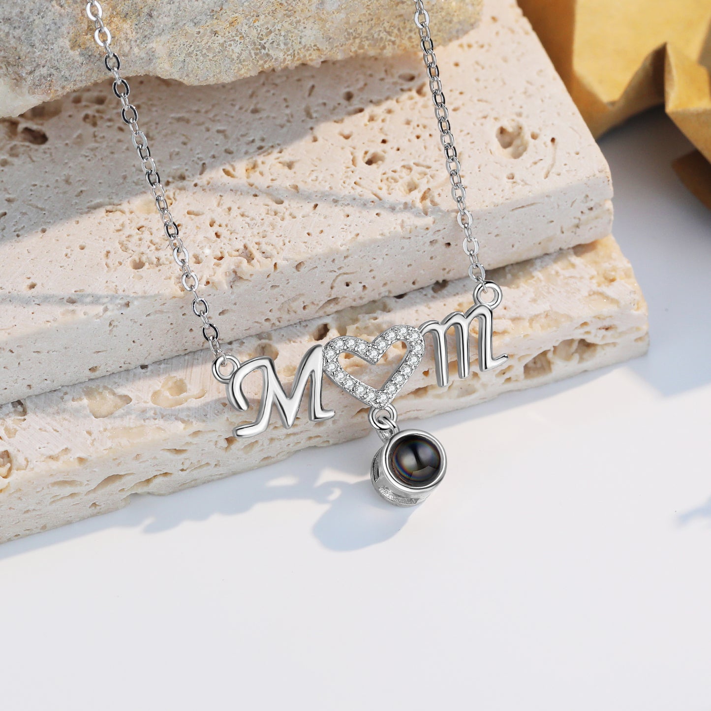 Mother's Day Custom Photo Projection Necklace with Mom