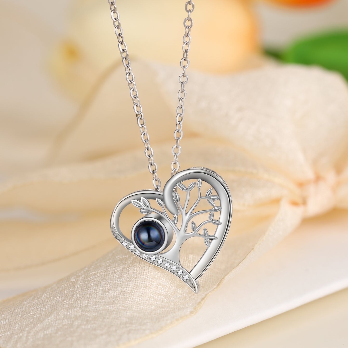 Custom Photo Projection Heart Necklace