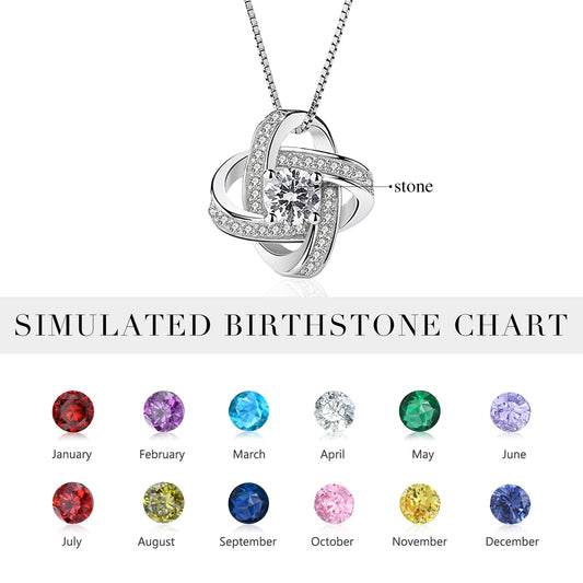 Custom Birthstone Necklace love knote s925 silver